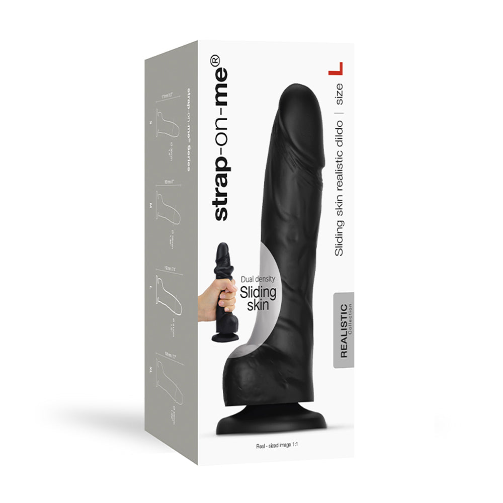 Strap-On-Me Sliding Skin Realistic Dual-Density Dildo Black L