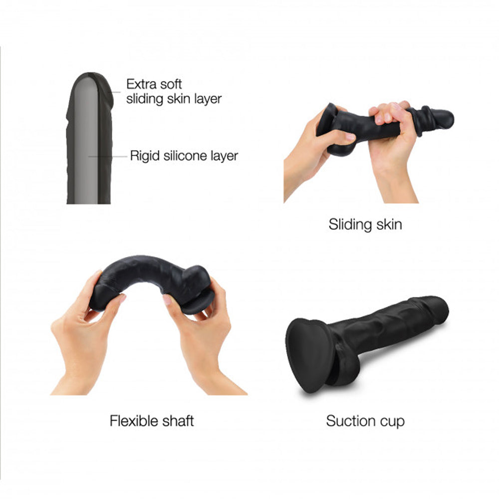 Strap-On-Me Sliding Skin Realistic Dual-Density Dildo Black L