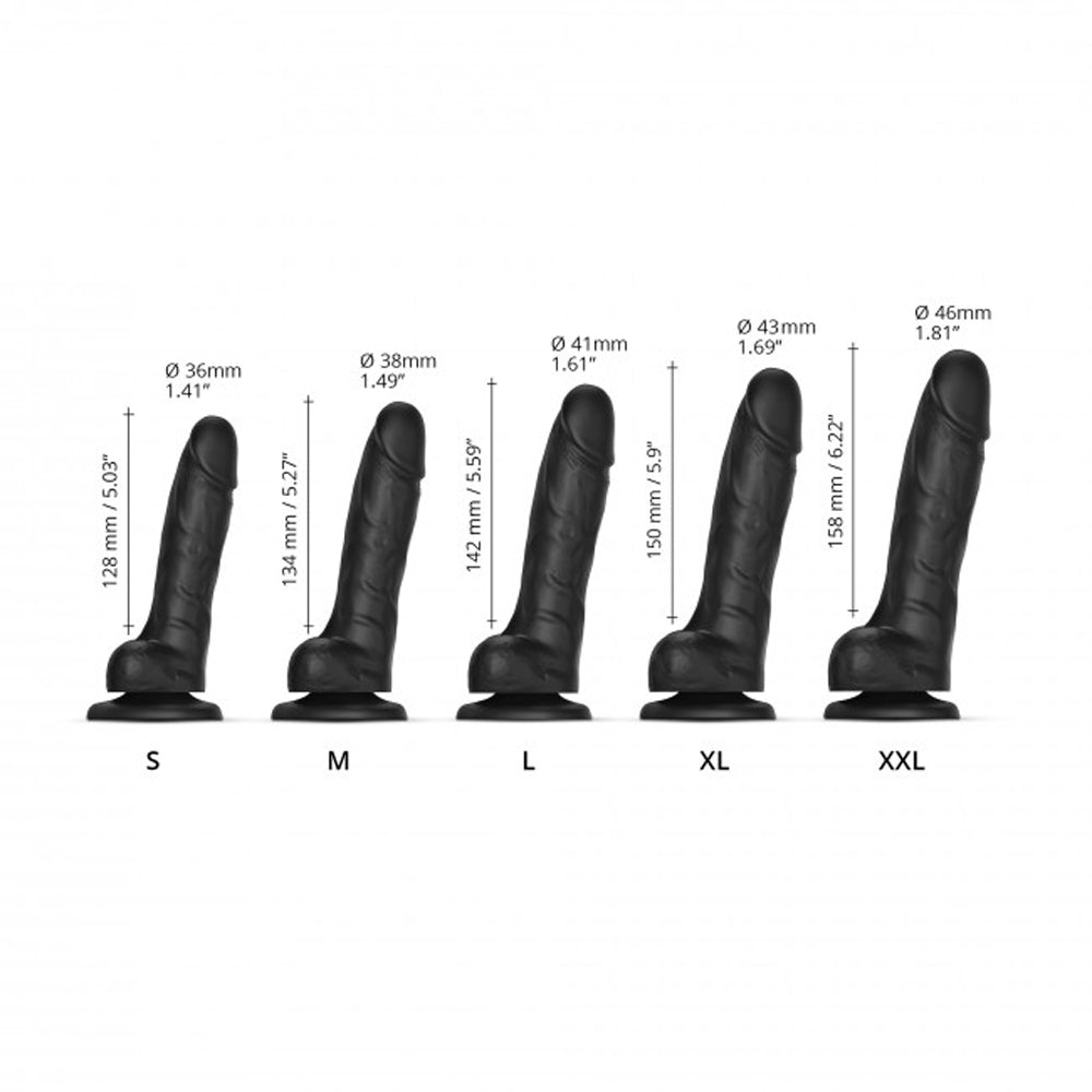 Strap-On-Me Sliding Skin Realistic Dual-Density Dildo Black M