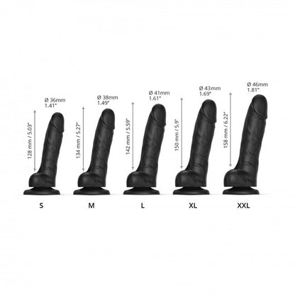 Strap-On-Me Sliding Skin Realistic Dual-Density Dildo Black M