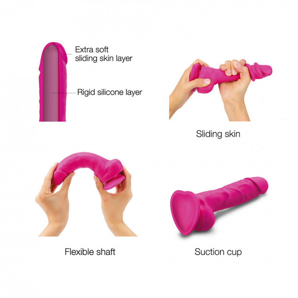 Strap-On-Me Sliding Skin Realistic Dual-Density Dildo Fuchsia M