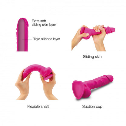 Strap-On-Me Sliding Skin Realistic Dual-Density Dildo Fuchsia M