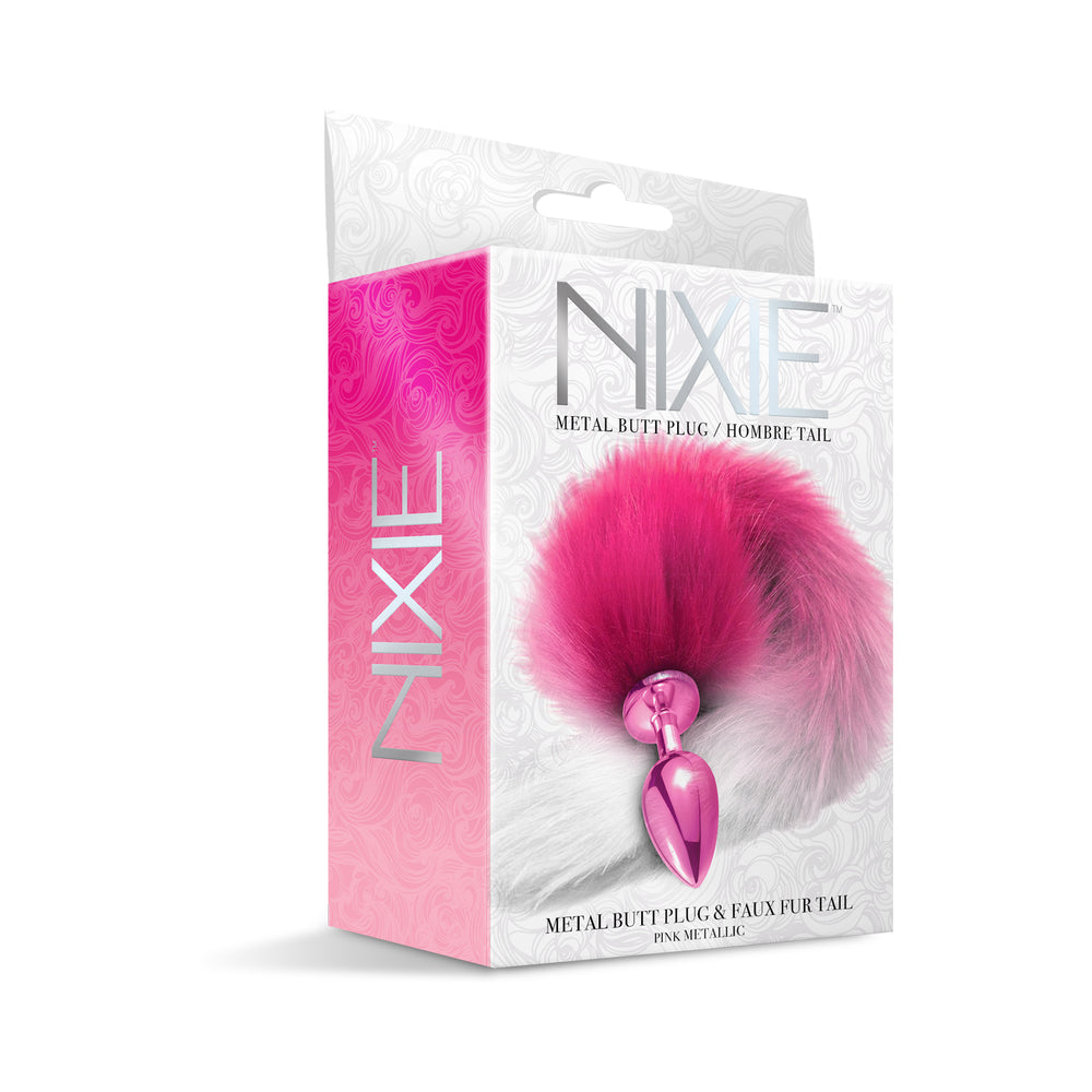 Nixie Metal Butt Plug With Ombre Tail Pink Metallic