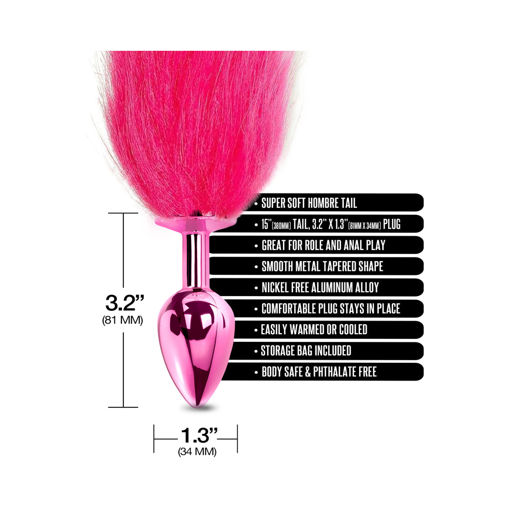 Nixie Metal Butt Plug With Ombre Tail Pink Metallic