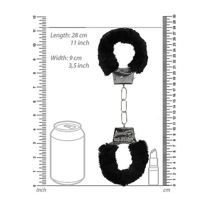 Ouch! Black &amp; White Beginner Pleasure Furry Wrist Cuffs With Quick-Release Button