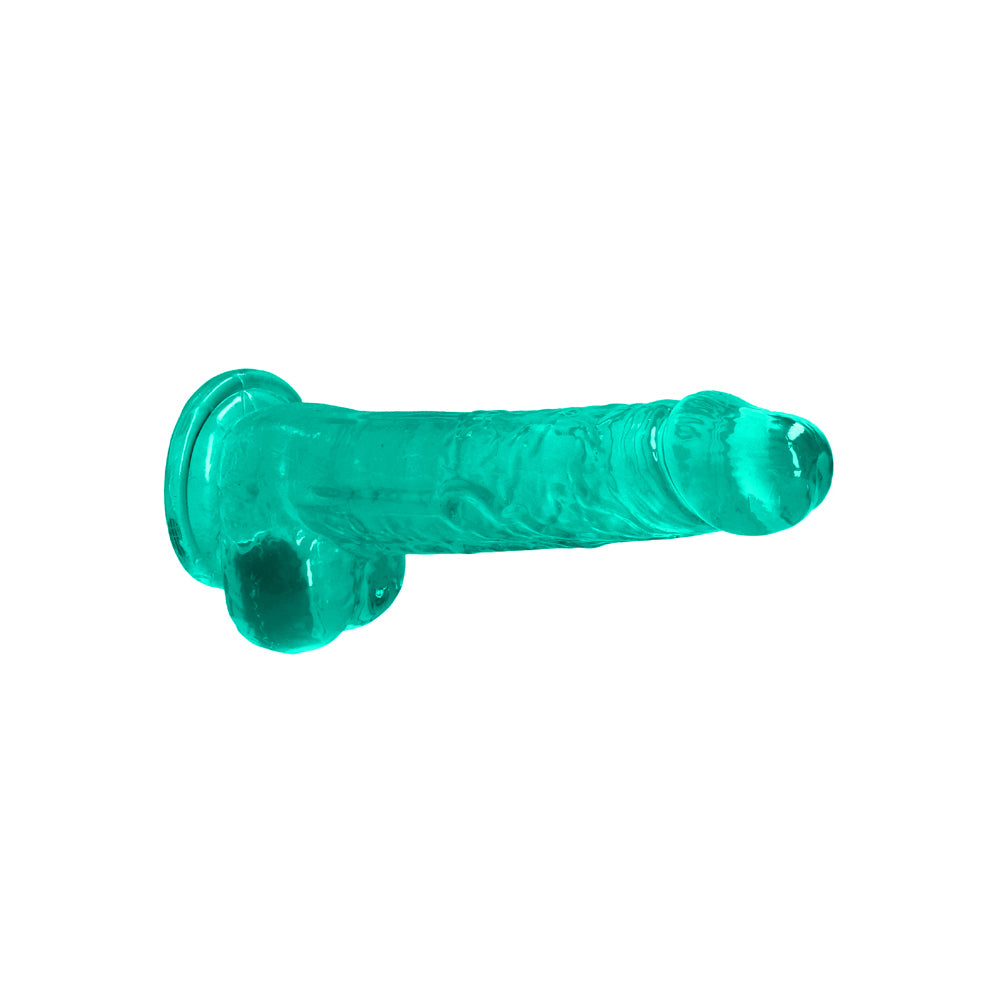 Realrock Crystal Clear Realistic Dildo With Balls 8 In. Turquoise