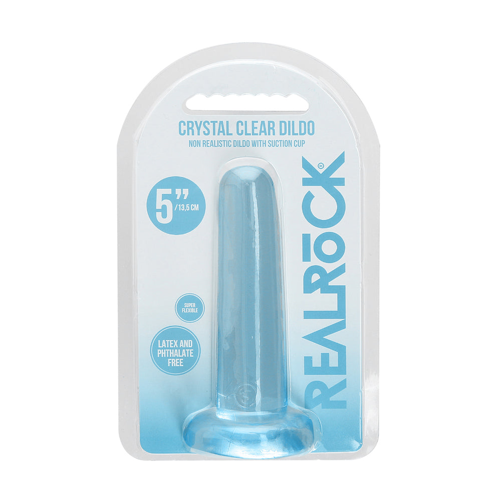 Realrock Crystal Clear Non-Realistic Dildo With Suction Cup 5.3 In.  Blue