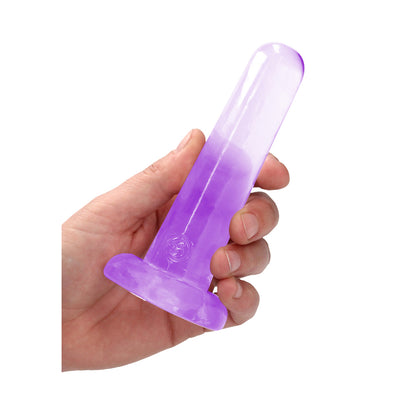 Realrock Crystal Clear Non-Realistic Dildo With Suction Cup 5.3 In. Purple