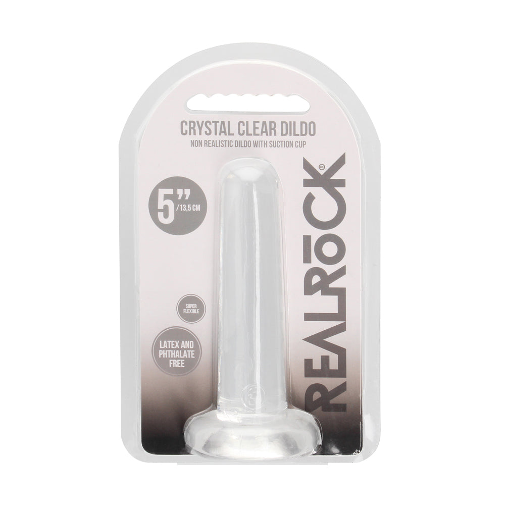 Realrock Crystal Clear Non-Realistic Dildo With Suction Cup 5.3 In. Translucent