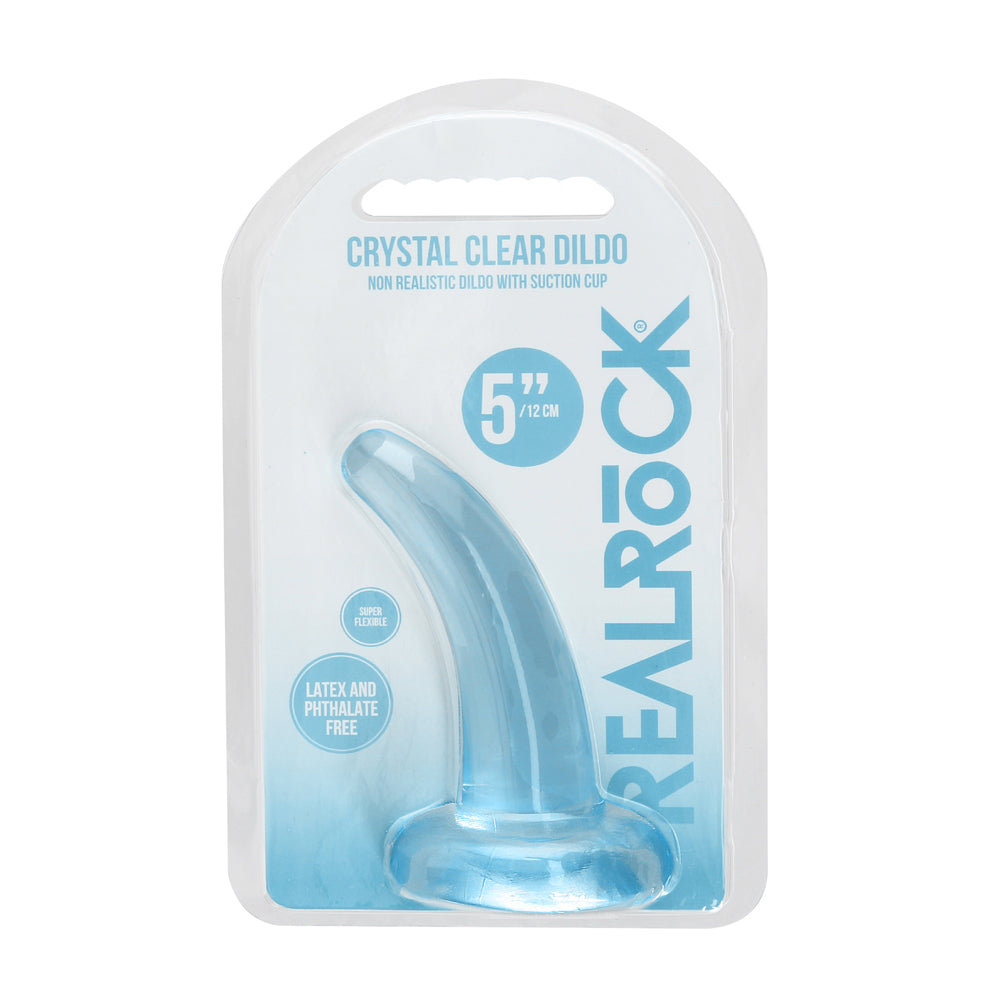 Realrock Crystal Clear Non-Realistic Dildo With Suction Cup 4.5 In. Blue