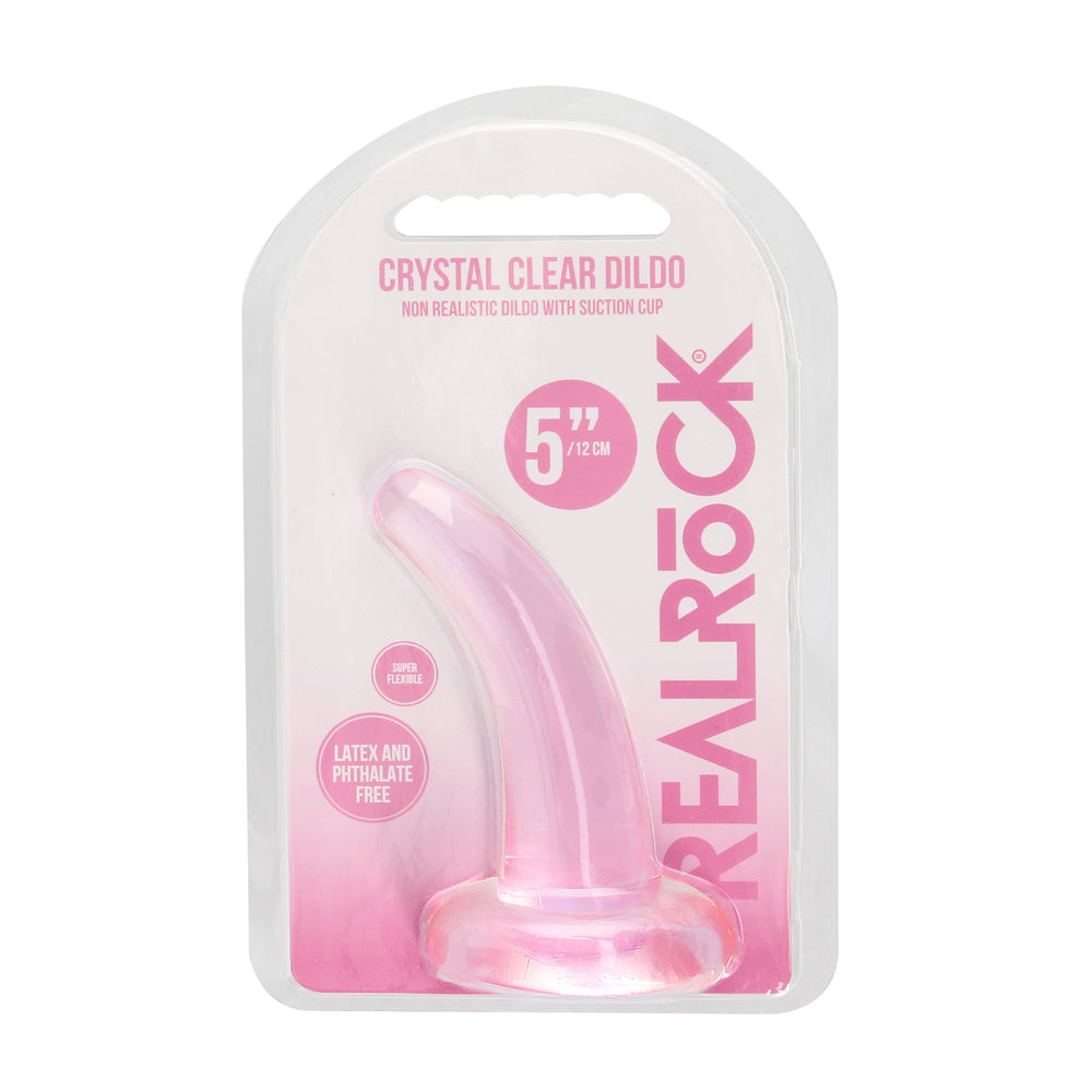 Realrock Crystal Clear Non-Realistic Dildo With Suction Cup 4.5 In. Pink