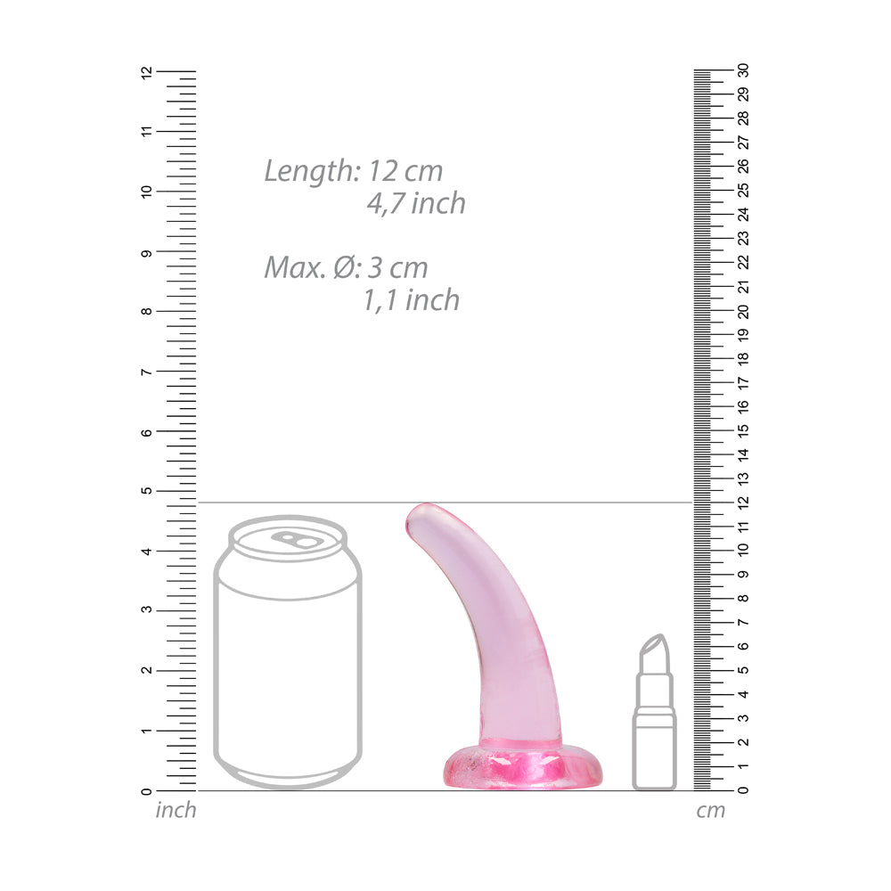 Realrock Crystal Clear Non-Realistic Dildo With Suction Cup 4.5 In. Pink