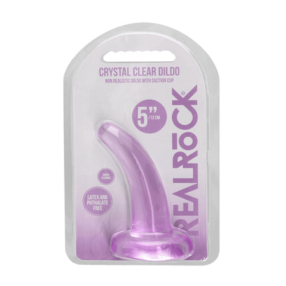 Realrock Crystal Clear Non-Realistic Dildo With Suction Cup 4.5 In. Purple