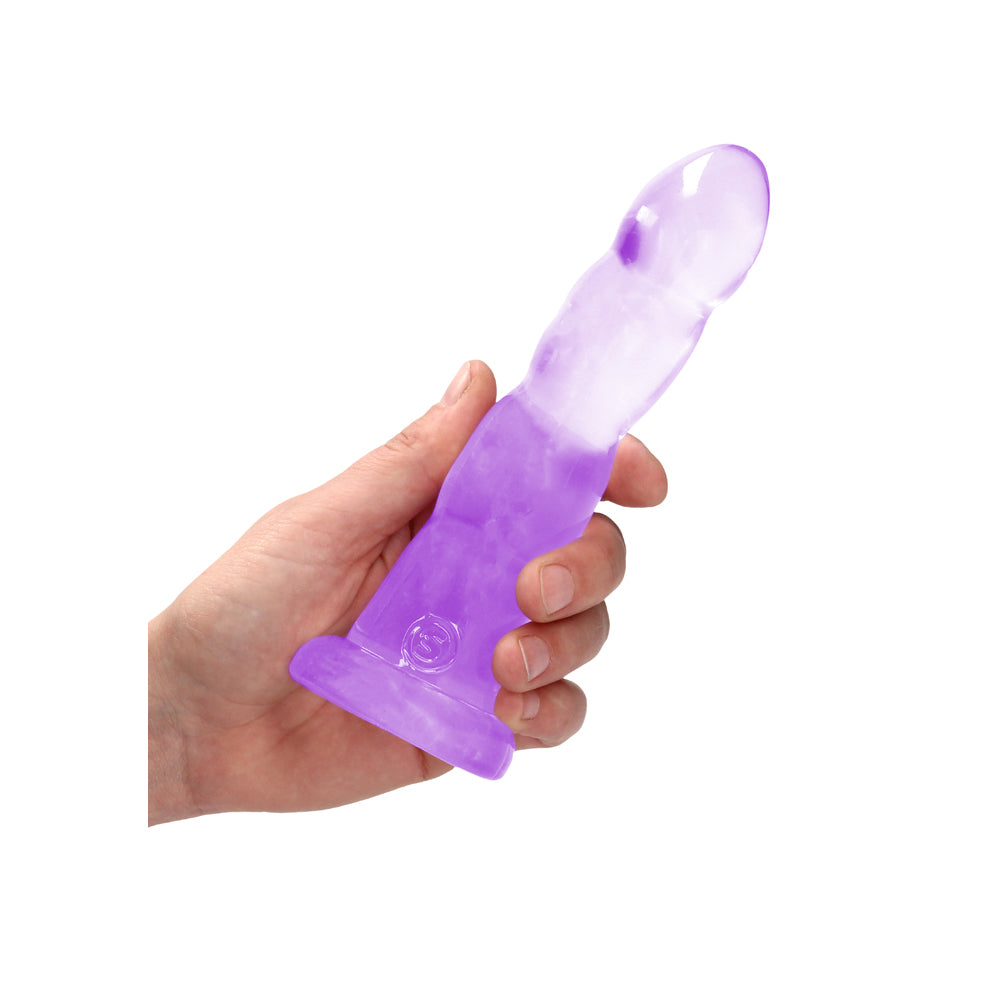 Realrock Crystal Clear Non-Realistic Dildo With Suction Cup 7 In. Purple