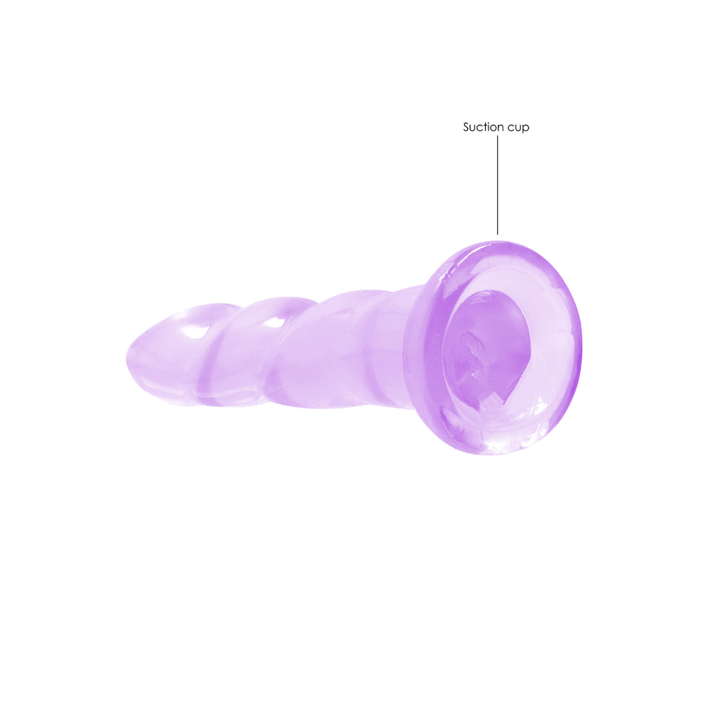 Realrock Crystal Clear Non-Realistic Dildo With Suction Cup 7 In. Purple