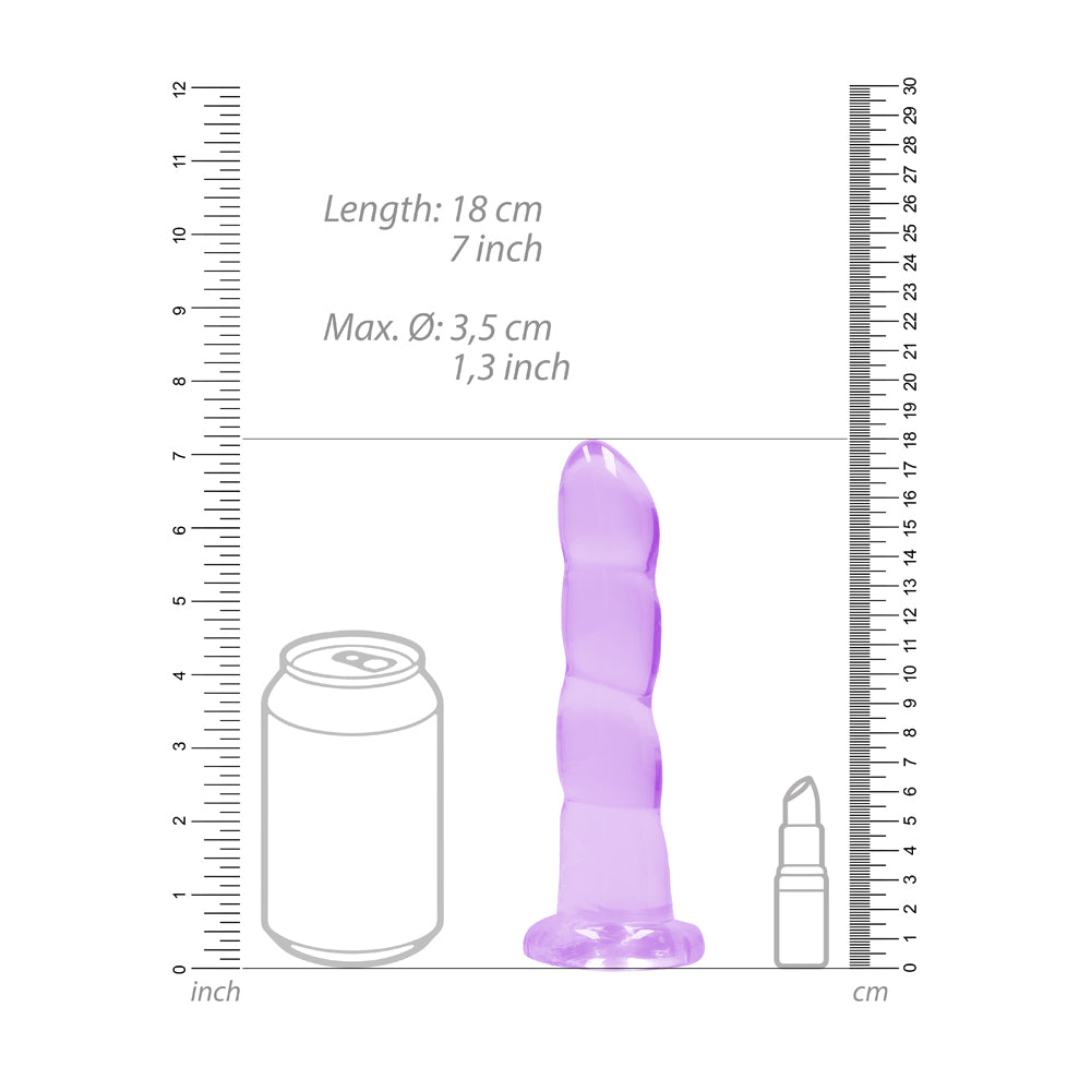 Realrock Crystal Clear Non-Realistic Dildo With Suction Cup 7 In. Purple