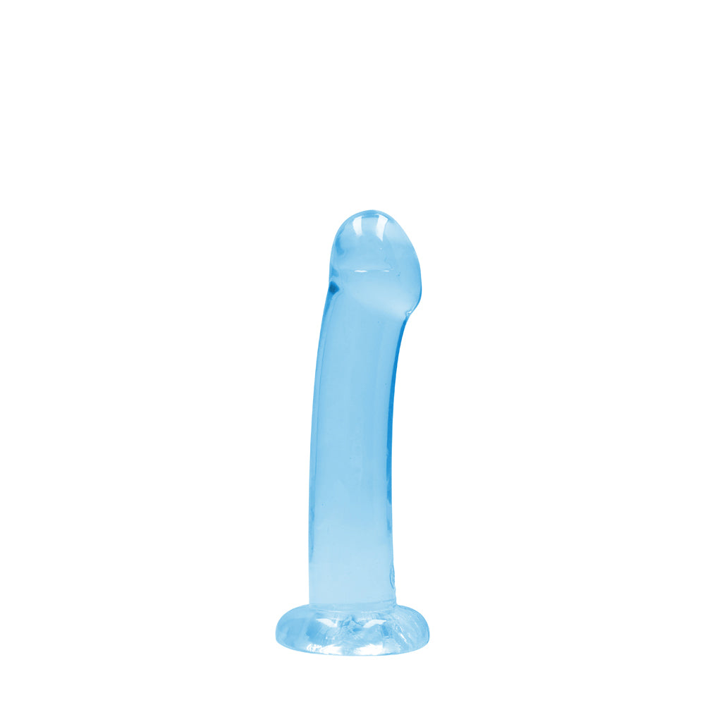 Realrock Crystal Clear Non-Realistic Dildo With Suction Cup 6.7 In. Blue