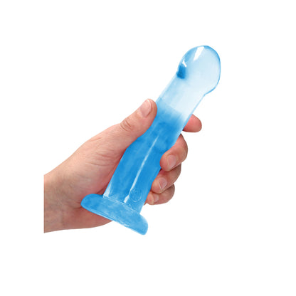 Realrock Crystal Clear Non-Realistic Dildo With Suction Cup 6.7 In. Blue