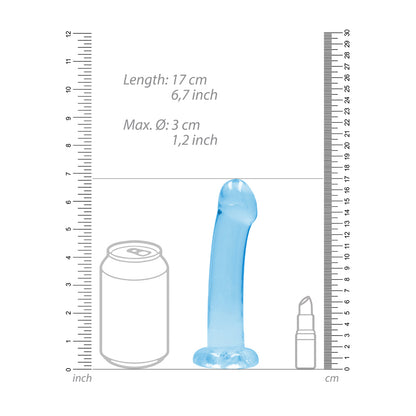 Realrock Crystal Clear Non-Realistic Dildo With Suction Cup 6.7 In. Blue