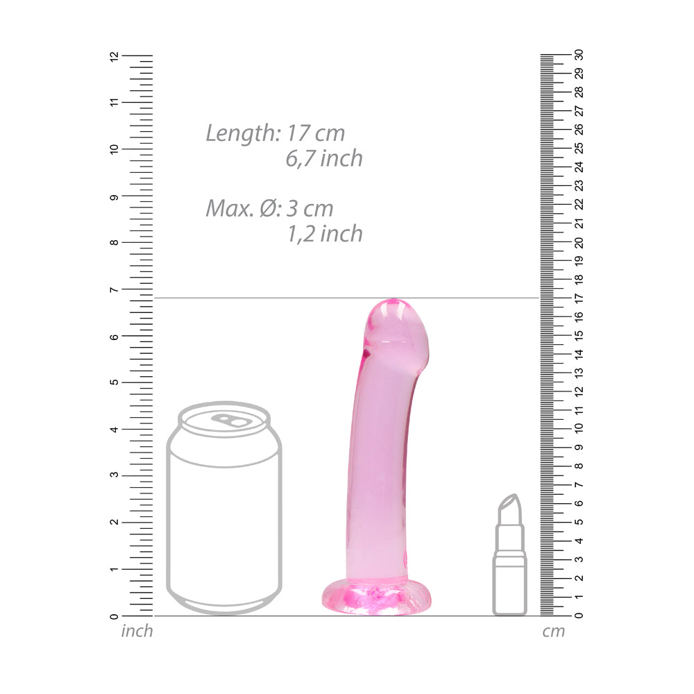 Realrock Crystal Clear Non-Realistic Dildo With Suction Cup 6.7 In. Pink