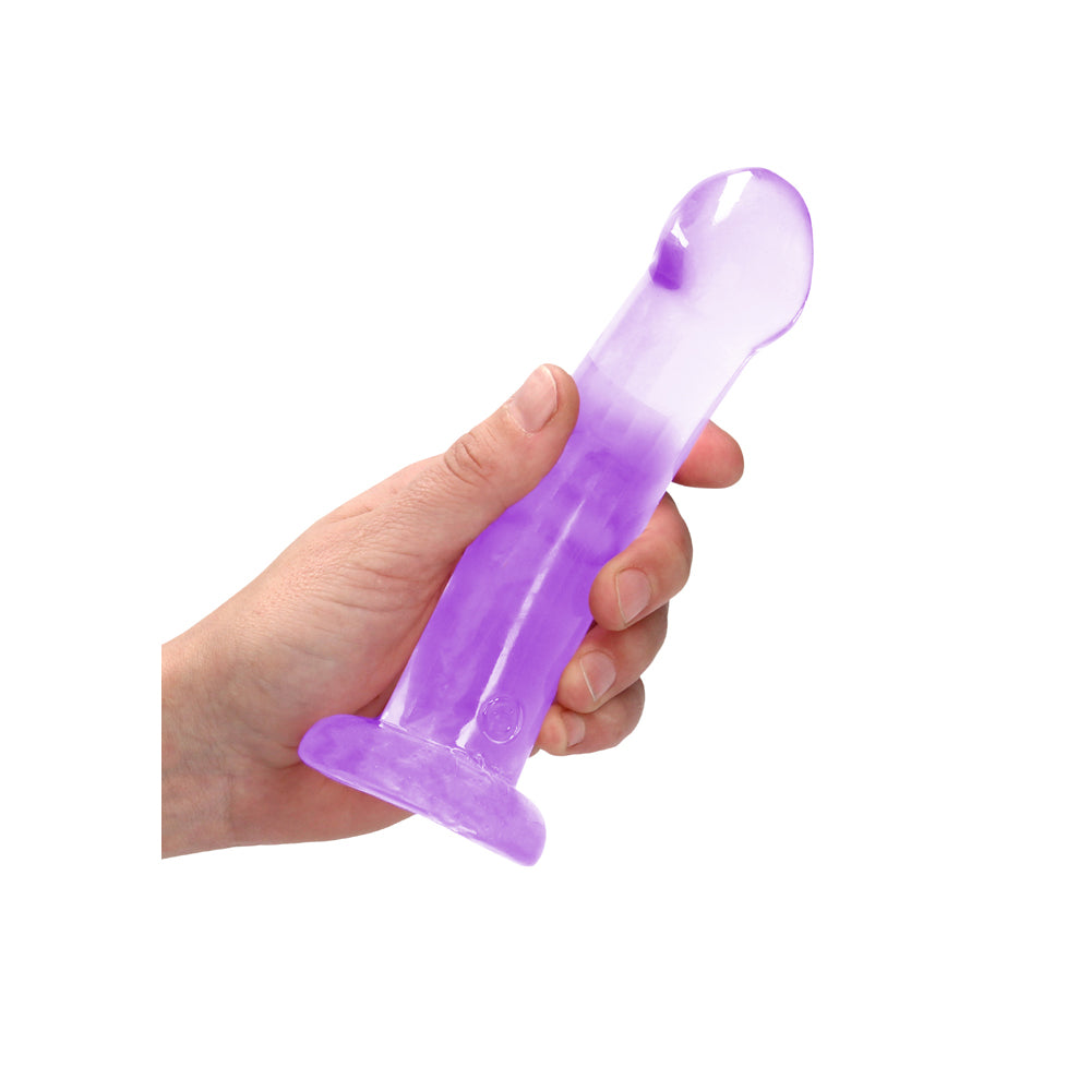 Realrock Crystal Clear Non-Realistic Dildo With Suction Cup 6.7 In. Purple