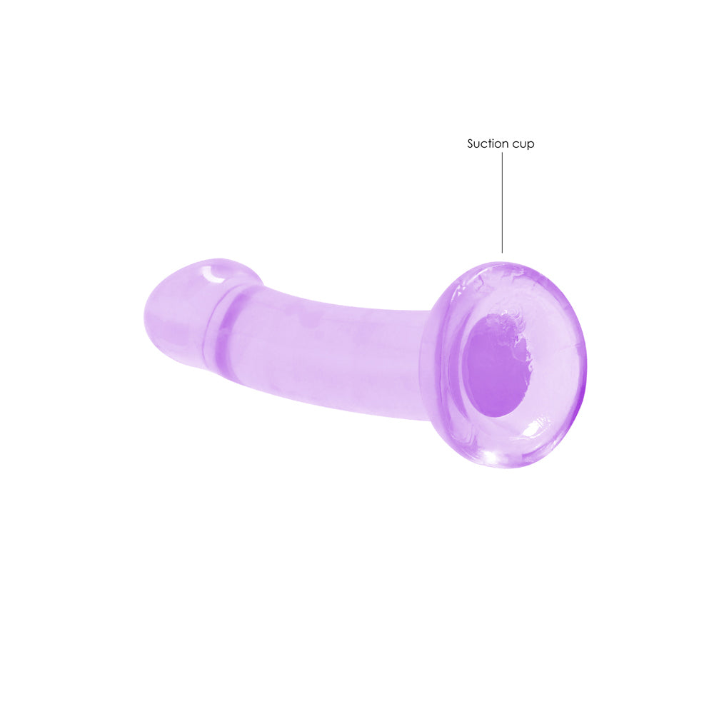 Realrock Crystal Clear Non-Realistic Dildo With Suction Cup 6.7 In. Purple