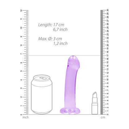 Realrock Crystal Clear Non-Realistic Dildo With Suction Cup 6.7 In. Purple