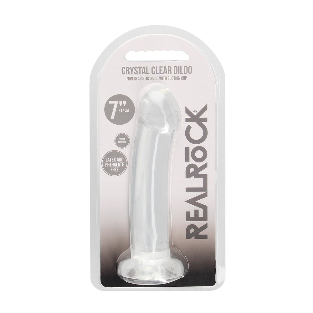 Realrock Crystal Clear Non-Realistic Dildo With Suction Cup 6.7 In. Translucent