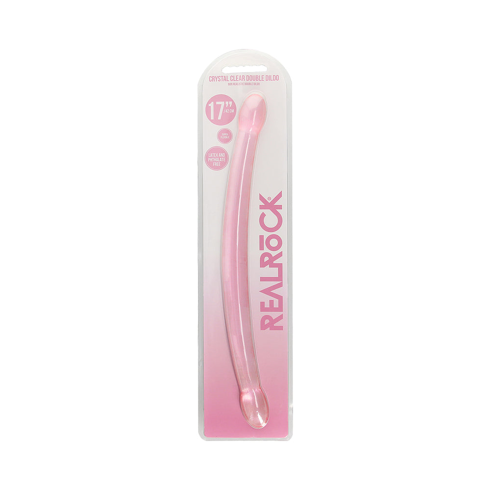 Realrock Crystal Clear Non-Realistic Double Dong 17 In. Pink