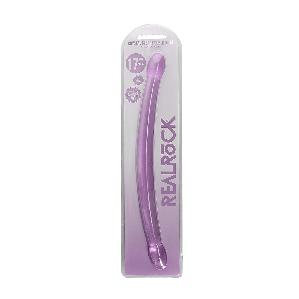 Realrock Crystal Clear Non-Realistic Double Dong 17 In. Purple