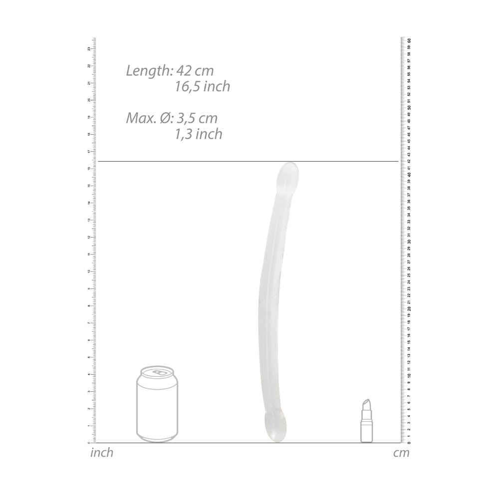 Realrock Crystal Clear Non-Realistic Double Dong 17 In. Translucent