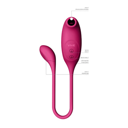 Vive Quino Air Wave &amp; Vibrating Egg Vibrator Pink