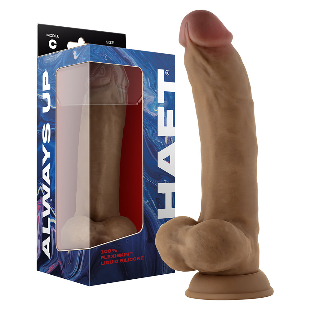 Shaft Model C 9.5 In. Dual Density Silicone Dildo With Balls &amp; Suction Cup Oak