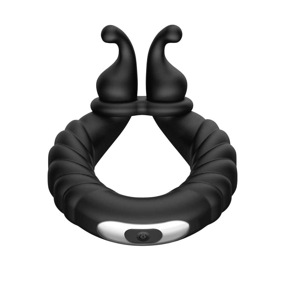 Forto F-24: Silicone Textured Vibrating Cock Ring Black