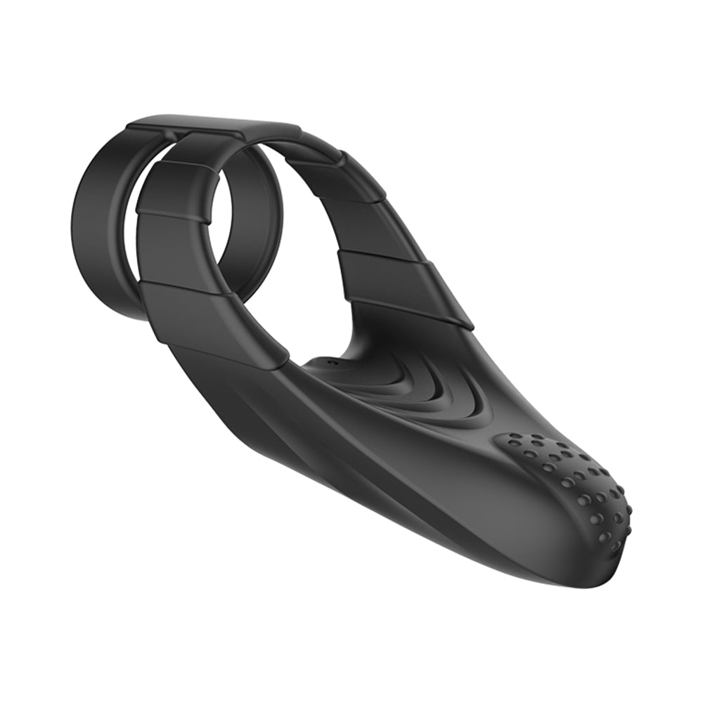 Forto F-48: Silicone Perineum Vibrating Double Cockring Black