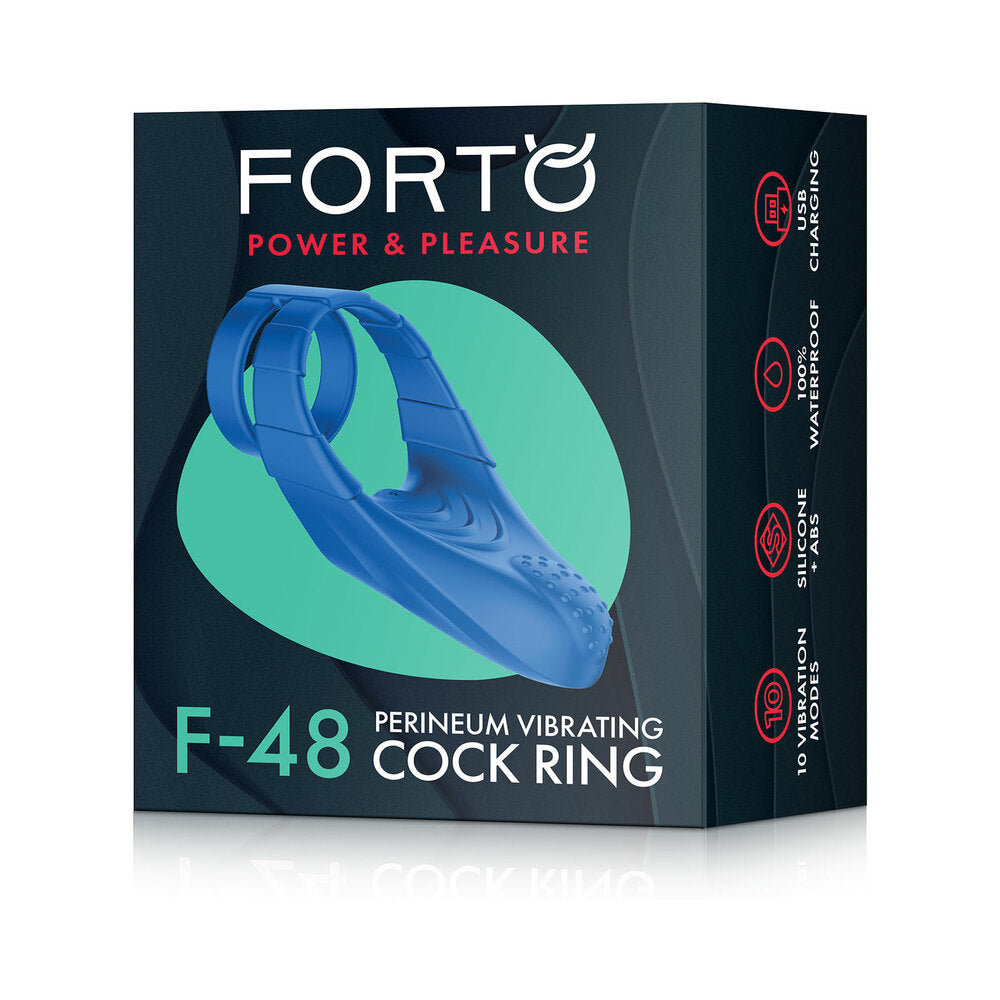 Forto F-48: Silicone Perineum Vibrating Double Cockring Blue