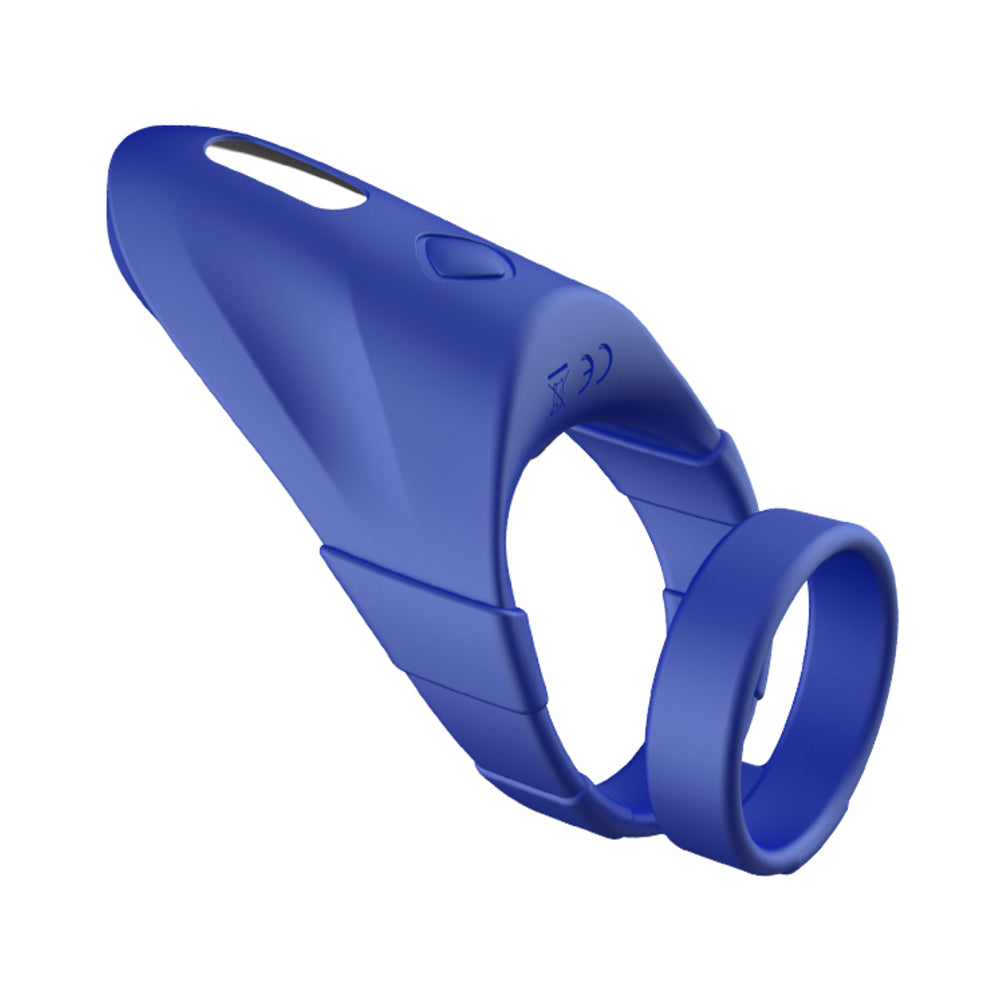 Forto F-48: Silicone Perineum Vibrating Double Cockring Blue