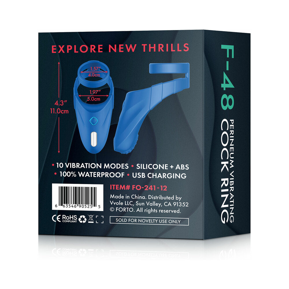 Forto F-48: Silicone Perineum Vibrating Double Cockring Blue