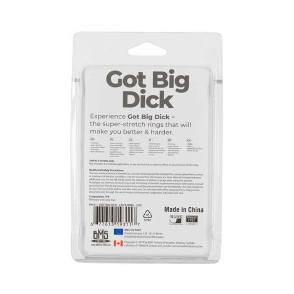 Got Big Dick Cockring 3-Pack Smoke