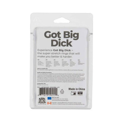 Got Big Dick Cockring 4-Pack Smoke