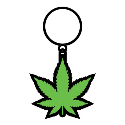 Weed Keychain Green Marijuana Leaf