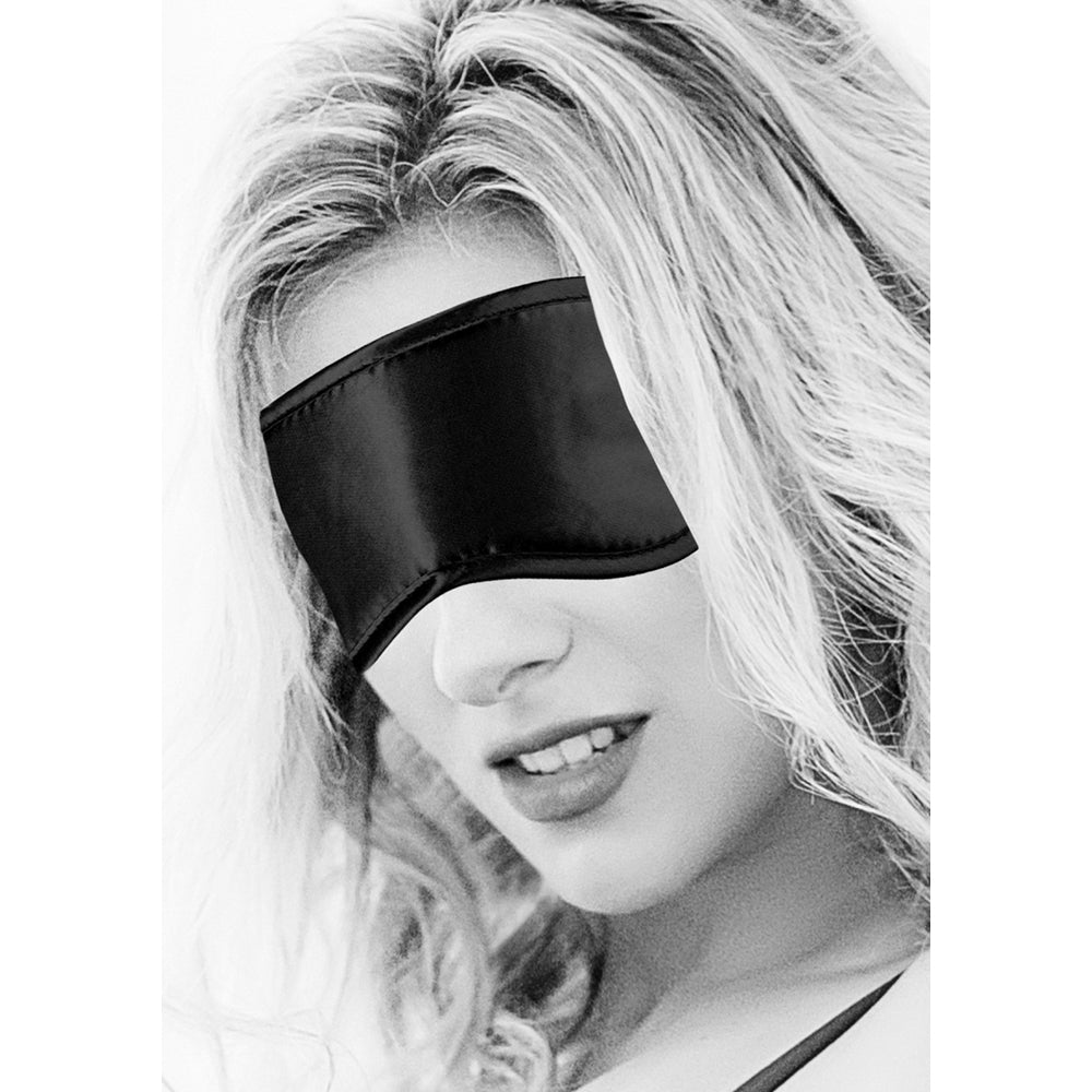 Ouch! Black &amp; White Satin Eye Mask Black