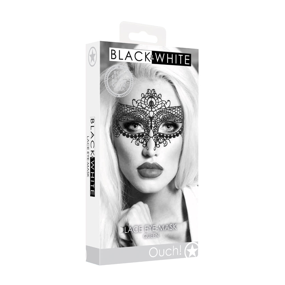 Ouch! Black &amp; White Lace Eye Mask Queen Black