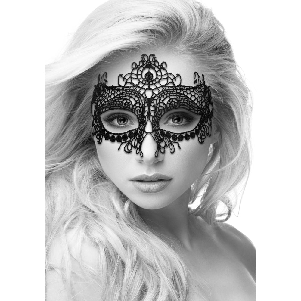 Ouch! Black &amp; White Lace Eye Mask Queen Black