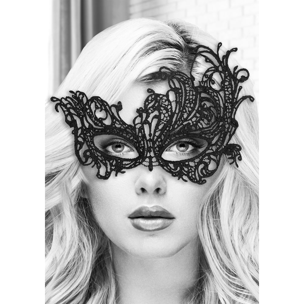 Ouch! Black &amp; White Lace Eye Mask Royal Black