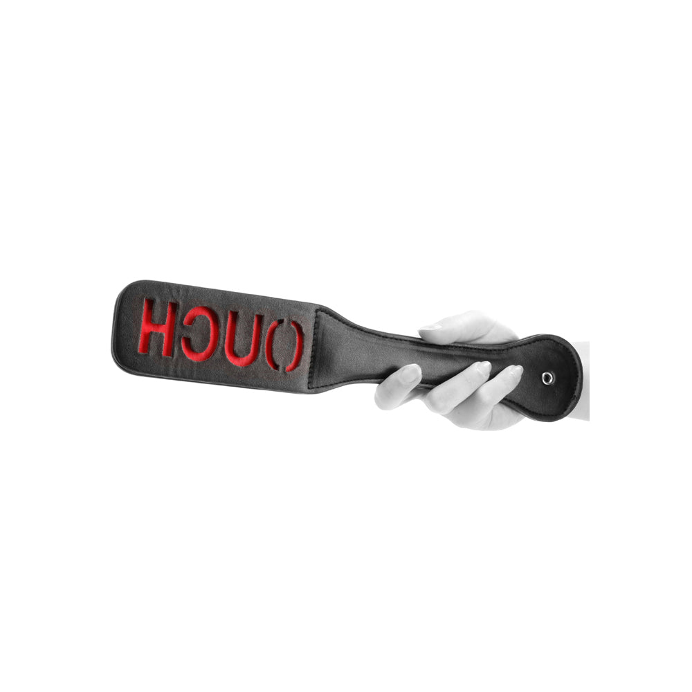 Ouch! Black &amp; White Bonded Leather Paddle Ouch Black