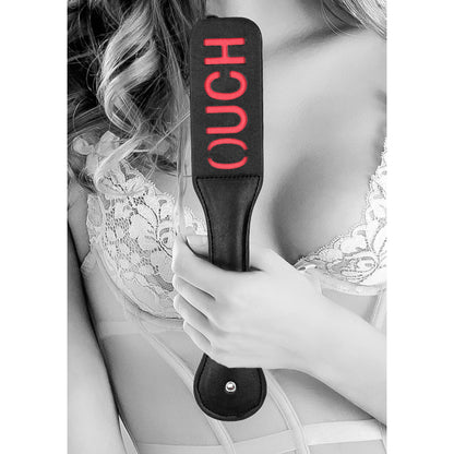 Ouch! Black &amp; White Bonded Leather Paddle Ouch Black