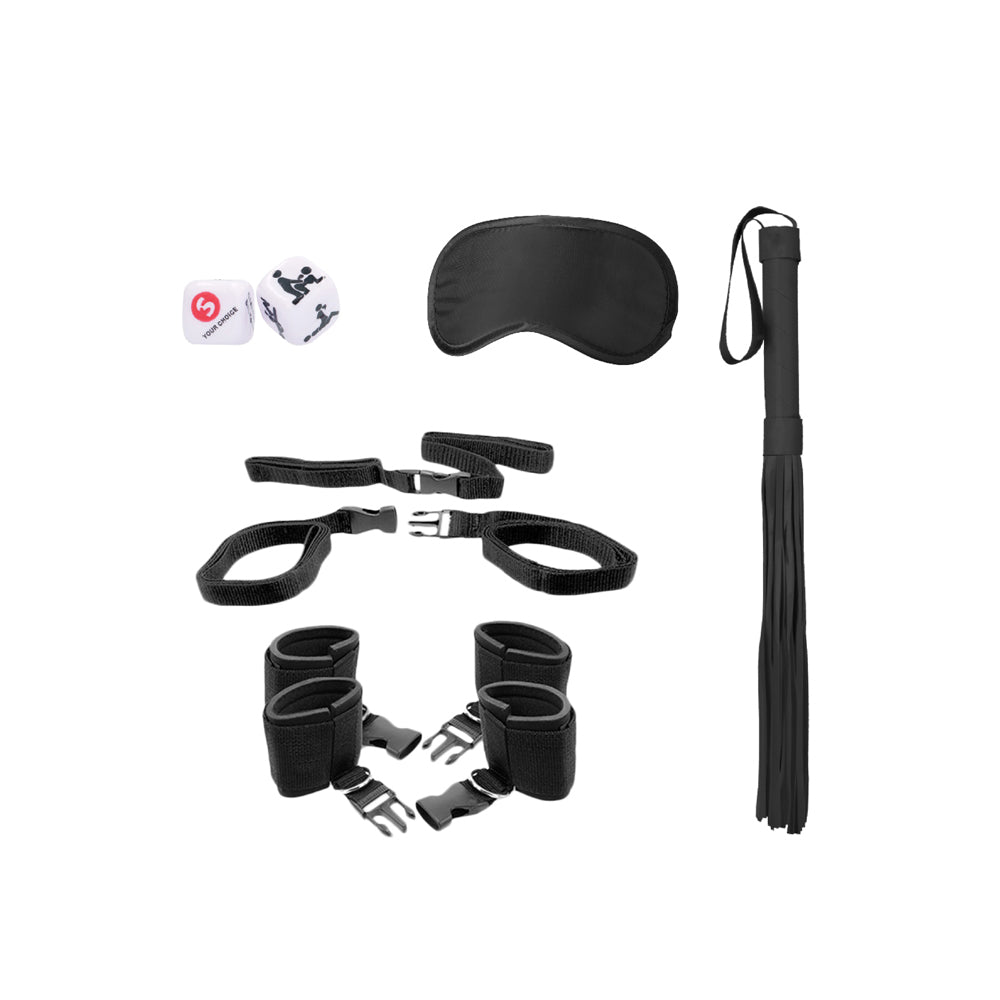 Ouch! Black &amp; White Bed Post Bindings Restraint Kit Black