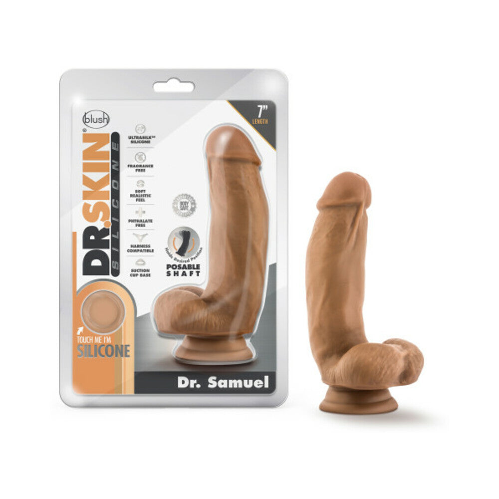 Dr. Skin Dr. Samuel Dildo With Suction Cup Silicone 7 In. Mocha