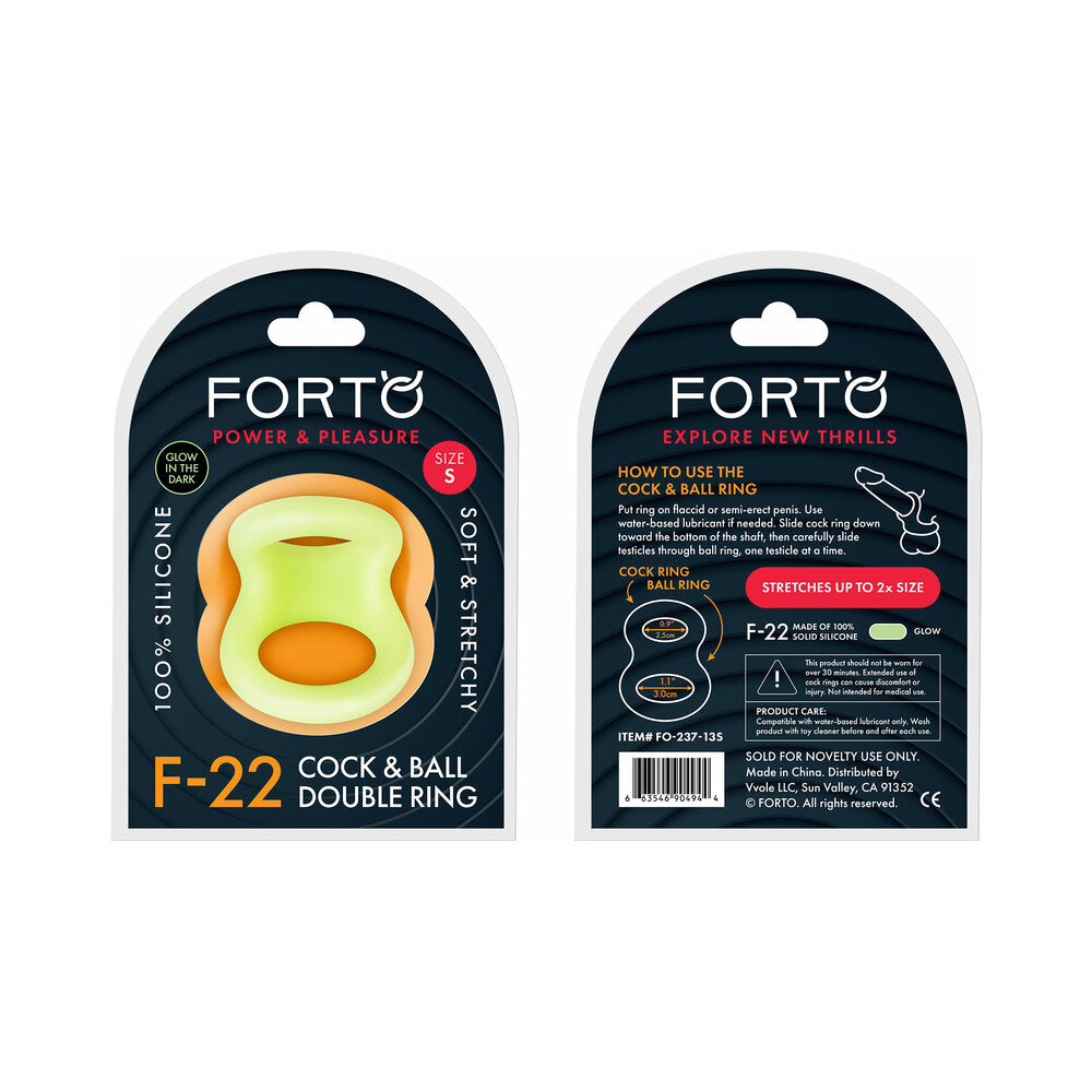 Forto F-22: Double Ring Liquid Silicone 49/50 Mm Glow-In-The-Dark